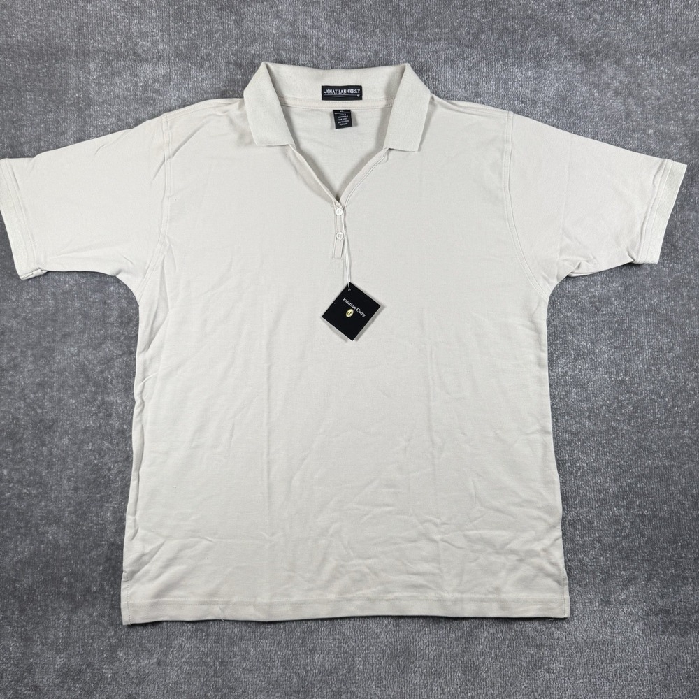 NWT Jonathan Corey Polo Shirt Women's XL Cream‎ Pima Cotton V-Neck